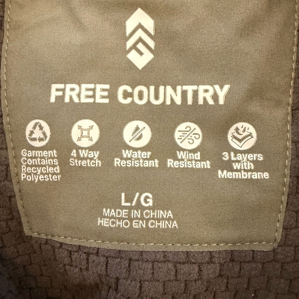Free Country Men's Wind & Water Resistant Softshell Olive Jacket NWT Size L - Picture 10 of 11